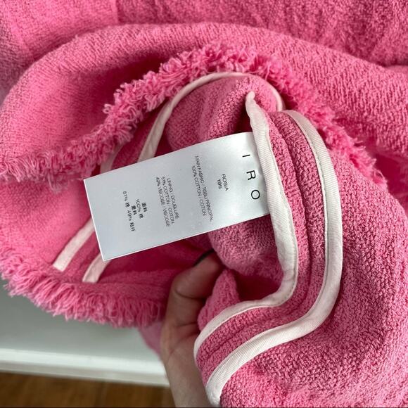 IRO | Rosia ECRU Pink Fringed Tweed Jacket Bouclé Fringe Shoulder Pads Textured - Picture 9 of 11